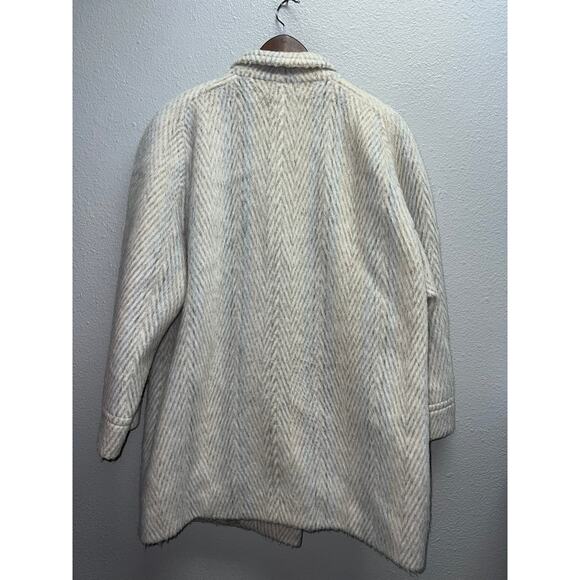 Womens Luxus Qualitat Mohair Wool Coat Overcoat Herringbone Jacket Size XL - Picture 9 of 12
